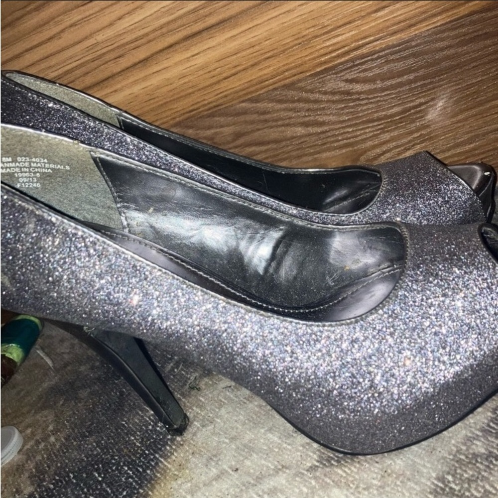 Silver designer heels